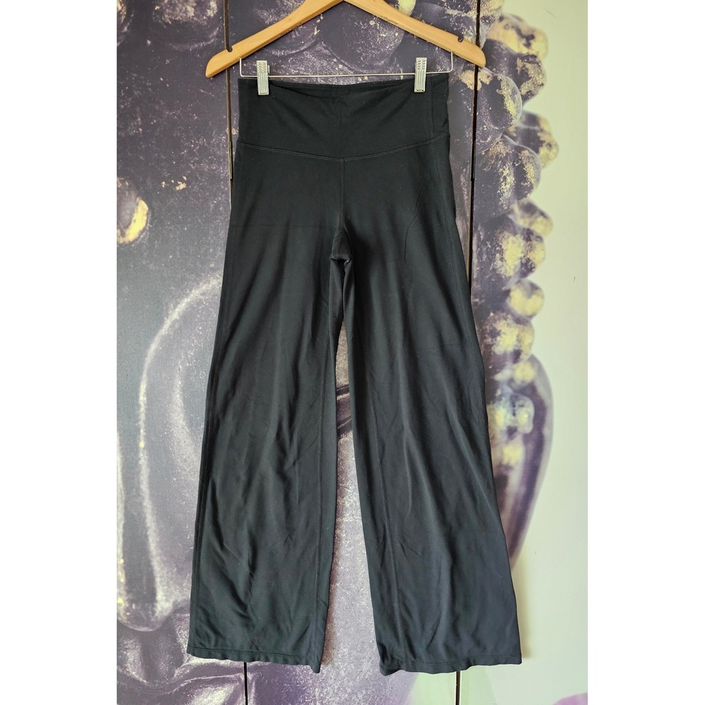 Athleta Pants S Black Chaturanga Wide Leg Yoga Athleisure Mid-High Rise Stretch